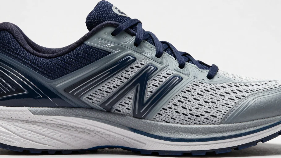 Close-up of high-performance running shoes on a clean white studi
